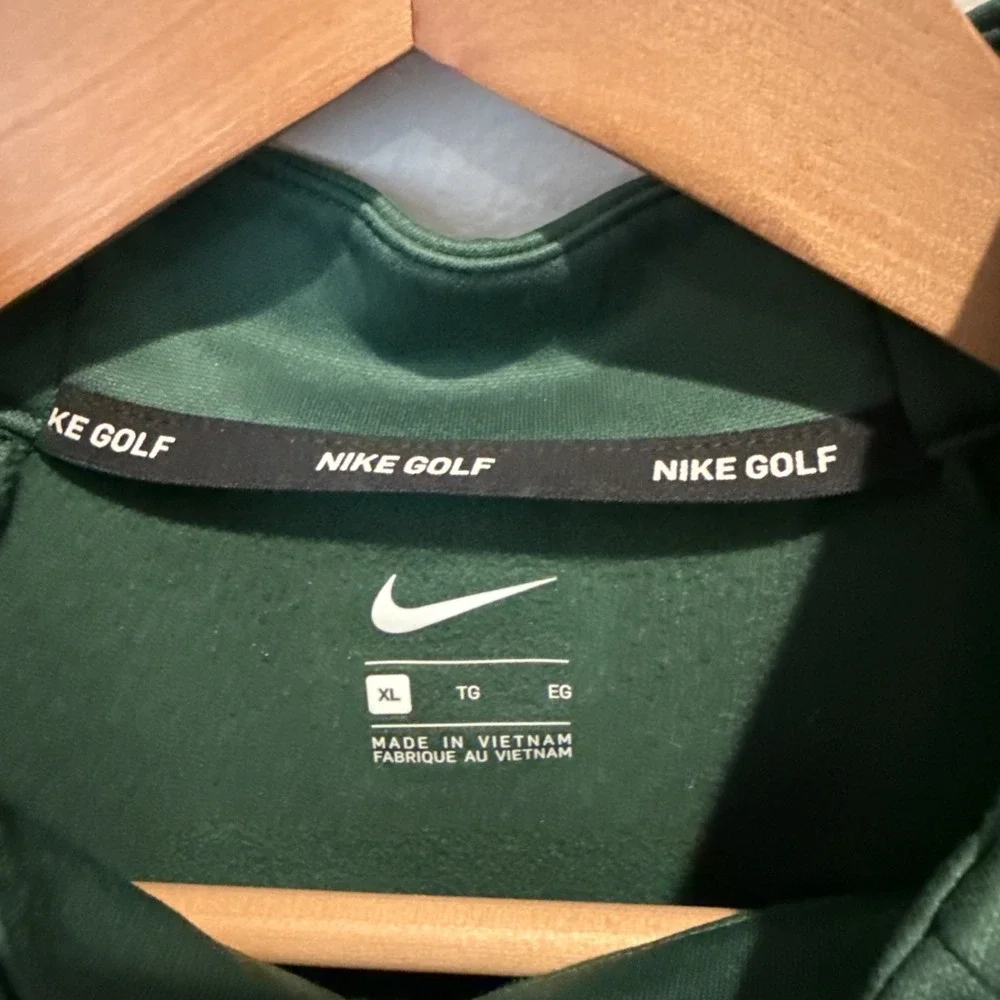 Nike Therma Fit 1/4 Zip‎ Golf Top Fleece Green Gray Mens Size XL